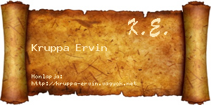 Kruppa Ervin névjegykártya